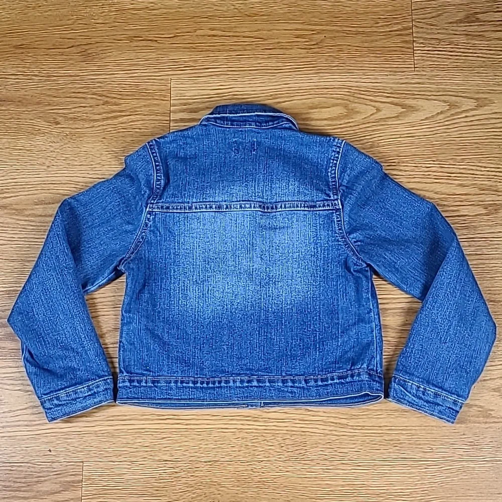 PLACE 10/12 LARGE, PRE-OWNED, 2023 GIRLS LIKE NEW BUTTON DENIM TRUCKER JACKET